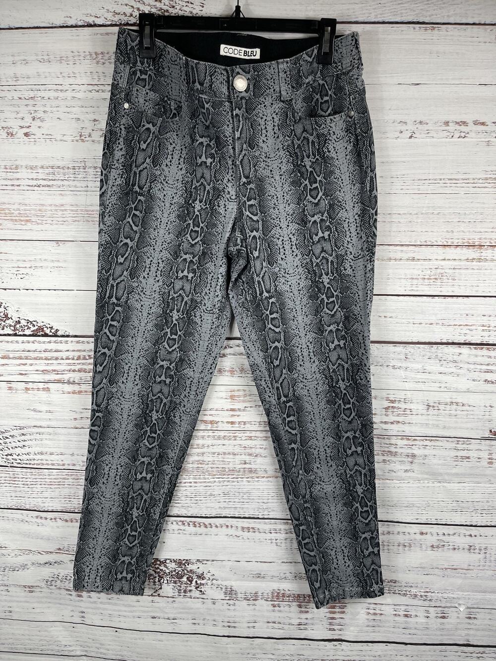 Code Bleu Pants Women's Size 10 Snake Print Skinny Stretch Jeans Animal Pattern
